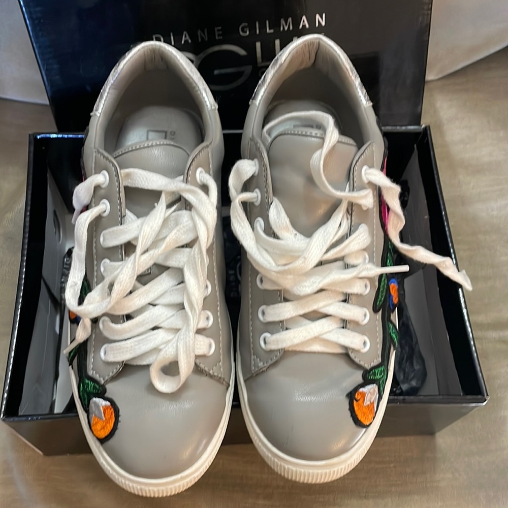 Diane Gilman Sport leather embroidered sneakers